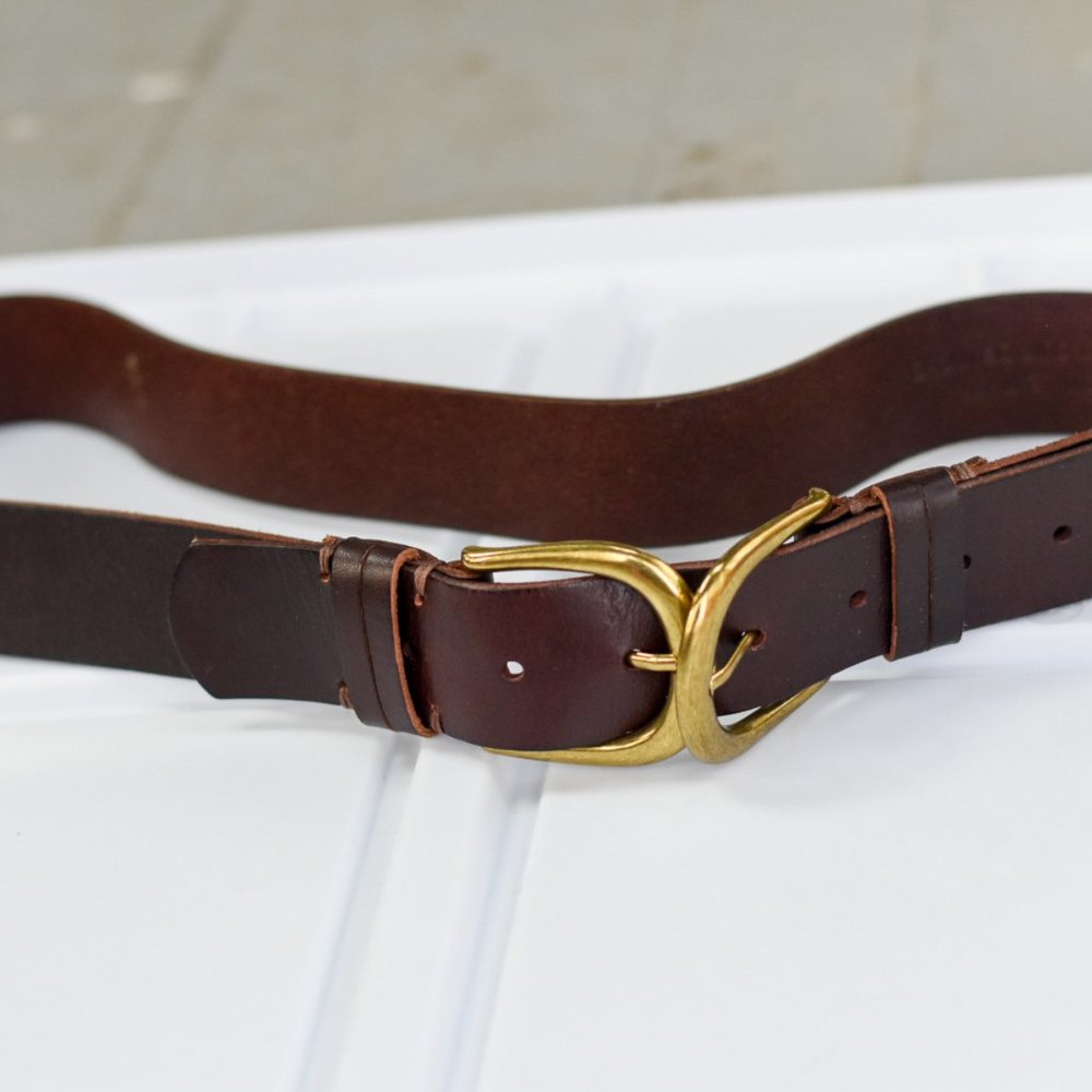 Urban Outfitters Brown Leather DoubleClasp Belt Gem